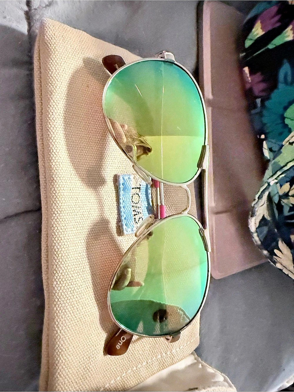 TOMS Green & Gold Aviator Sunglasses